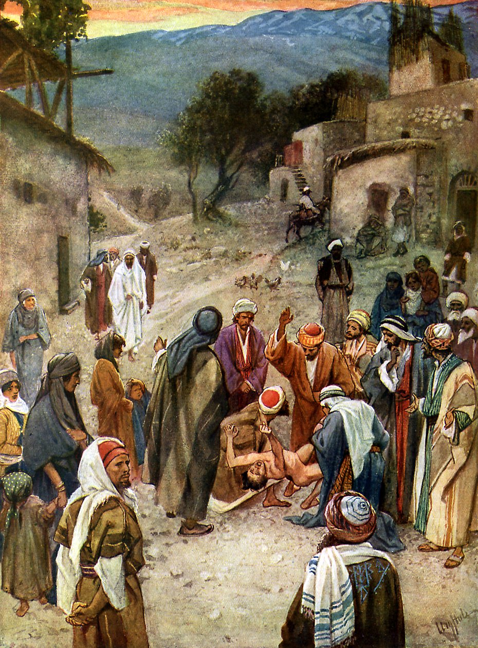 Jesús expulsa un espíritu maligno - Biblia de William Brassey Hole