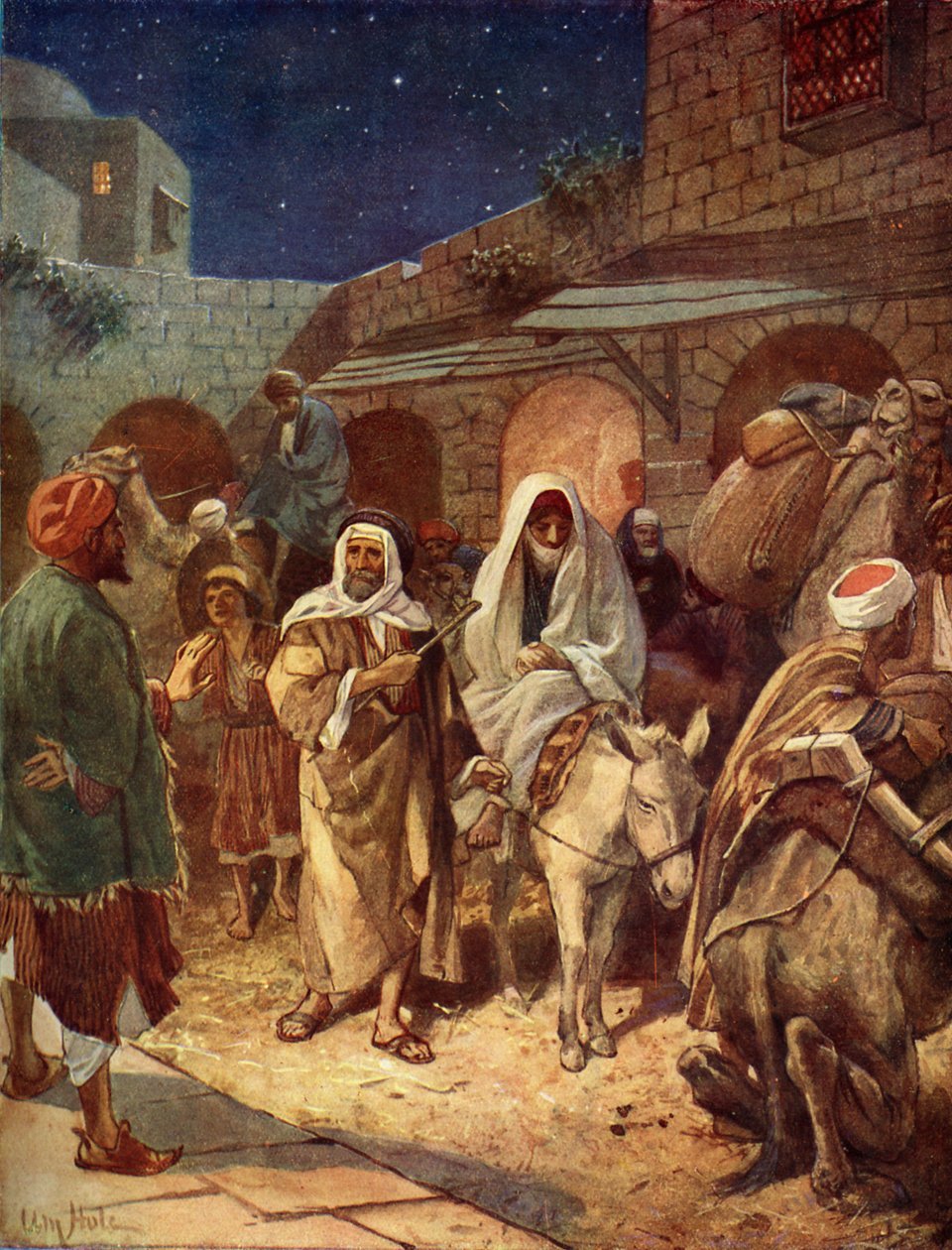 María y José entran en Belén - Biblia de William Brassey Hole