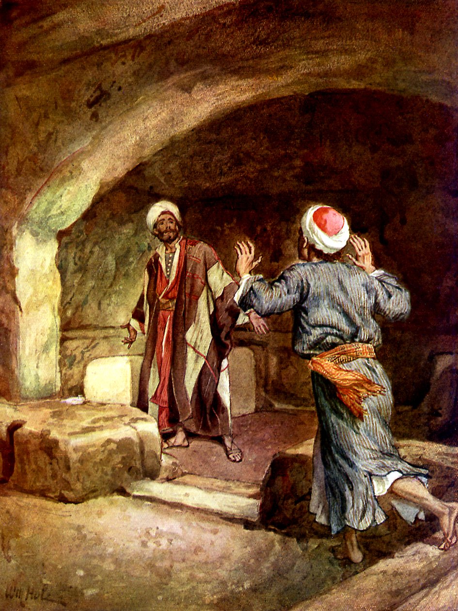 Pedro y Juan corren al sepulcro vacío - Biblia de William Brassey Hole