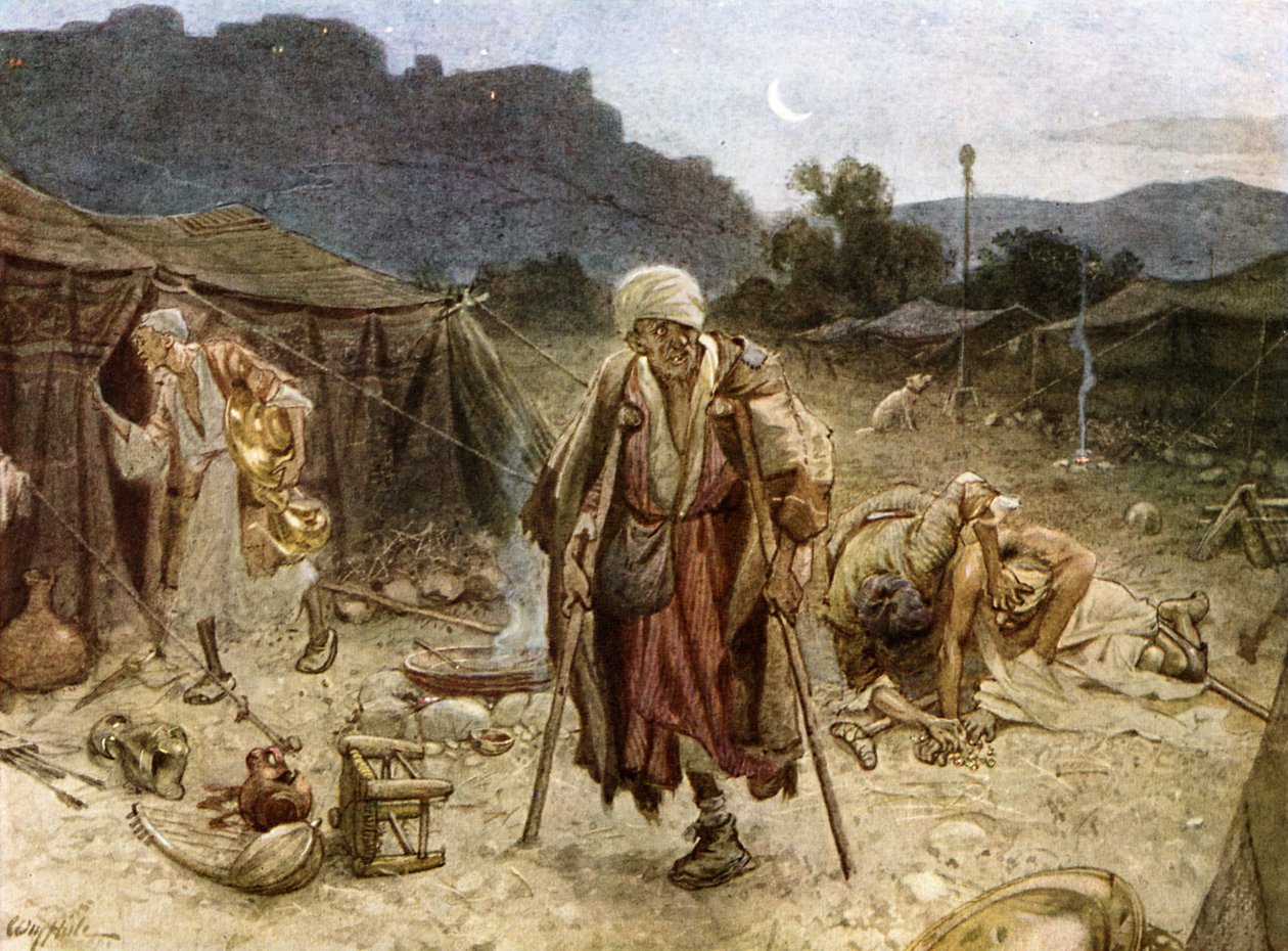 Los cuatro leprosos saqueando el campamento de los sirios de William Brassey Hole