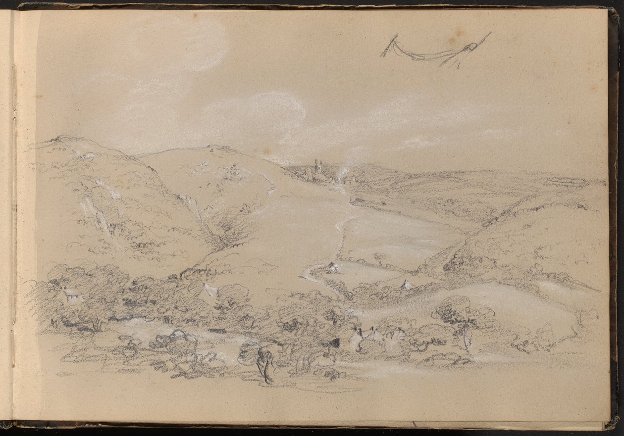 Escena de colinas y valles de William Brockedon