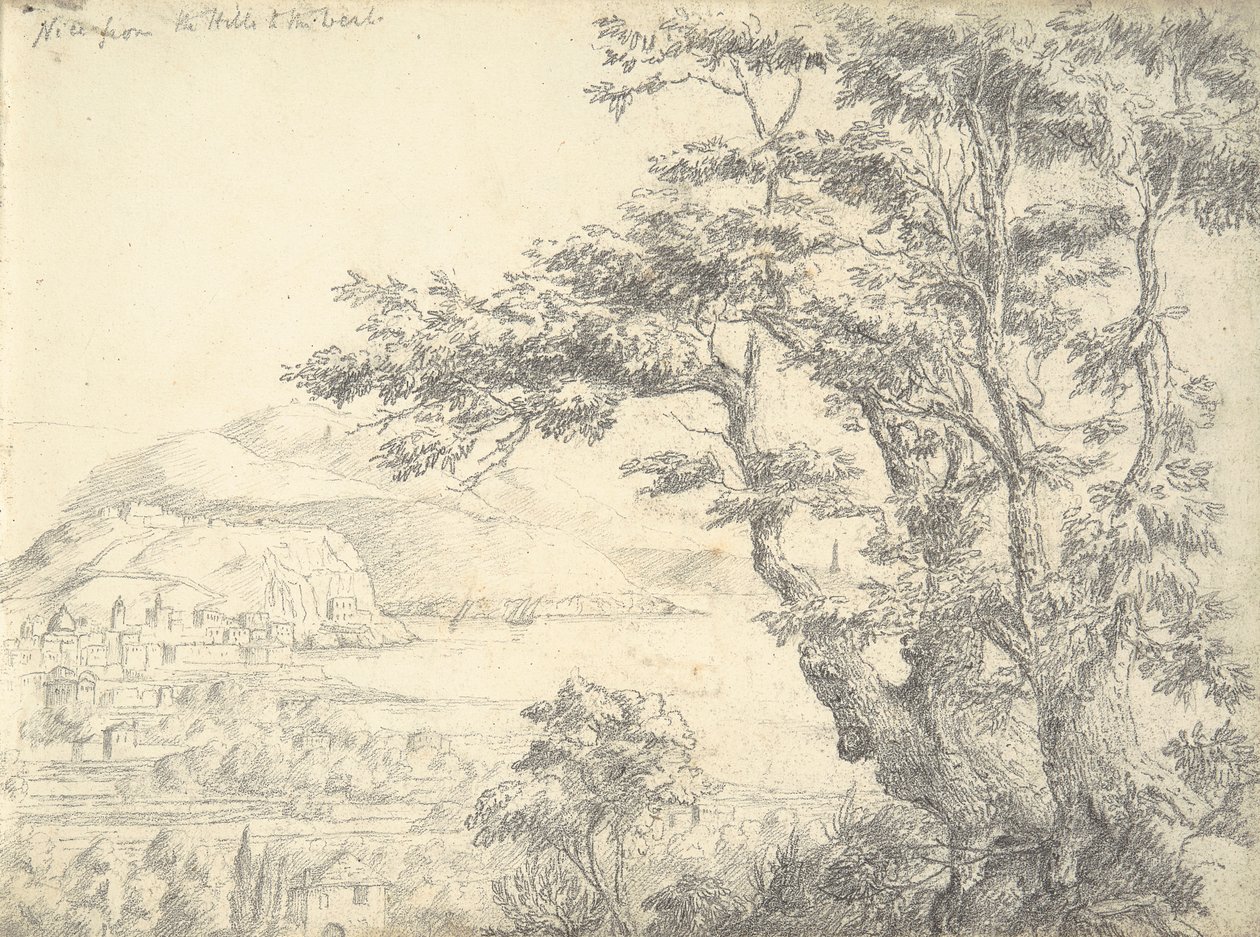 recto: Vista de Niza desde las colinas del oeste de William Brockedon