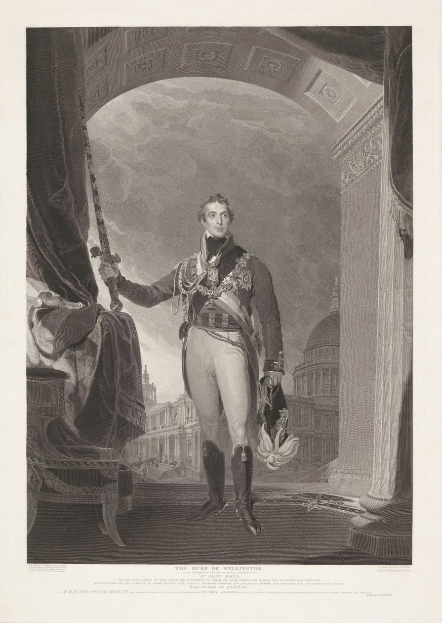 Portret van Arthur Wellesley, hertog van Wellington El duque de Wellington (título sobre objeto) de William Bromley (I)