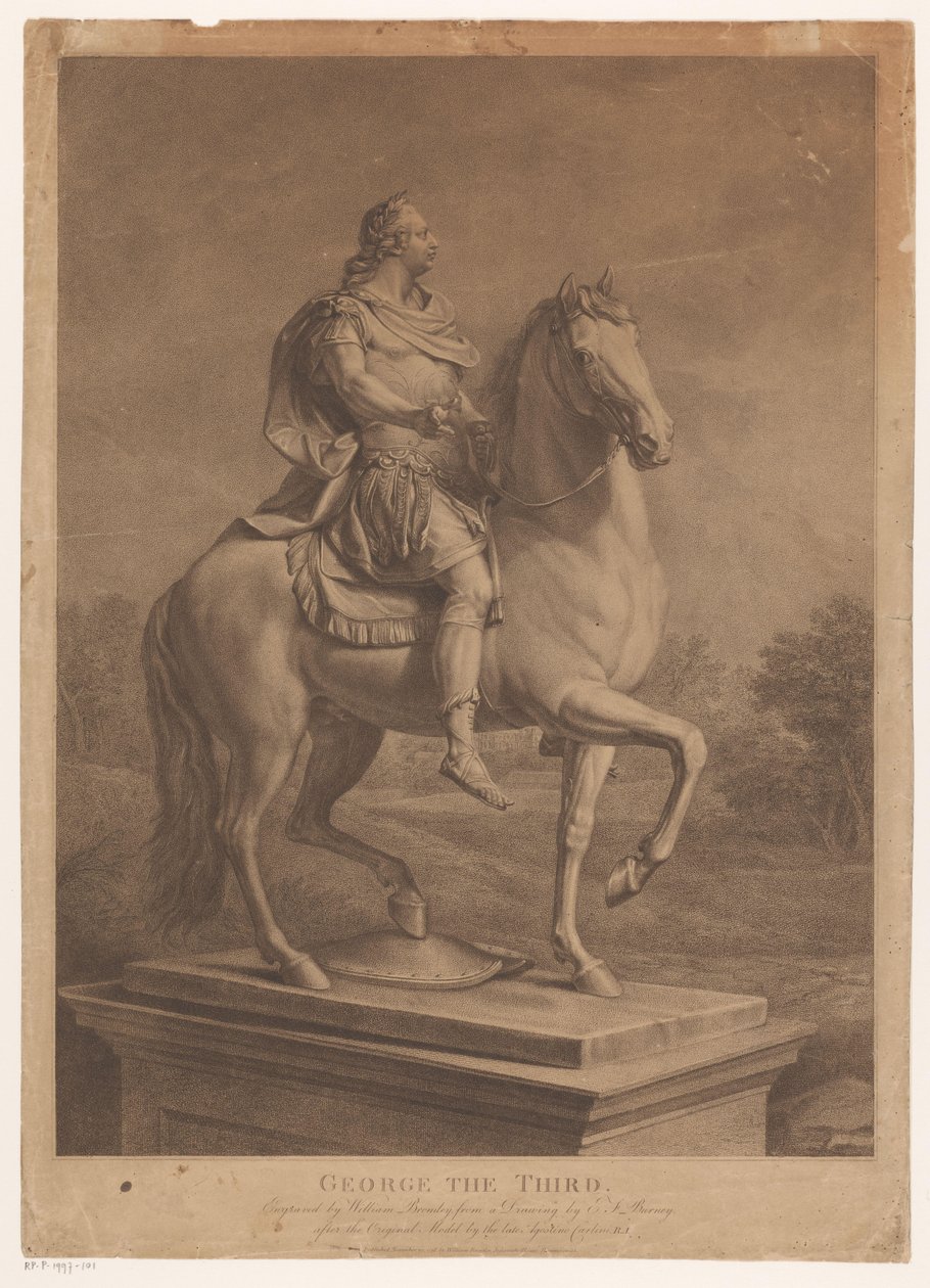 Retrato ecuestre de Jorge III, rey de Inglaterra George the Third (título en el objeto) de William Bromley (I)