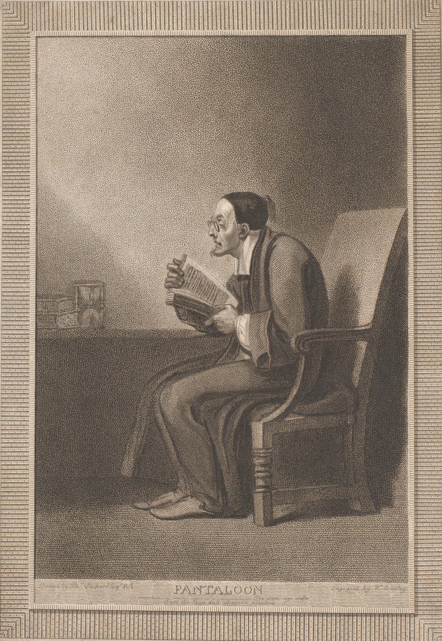 Pantalón: La sexta edad se convierte en el pantalón delgado y con zapatillas, Shakespeare, Como Y..., 1799 de William Bromley