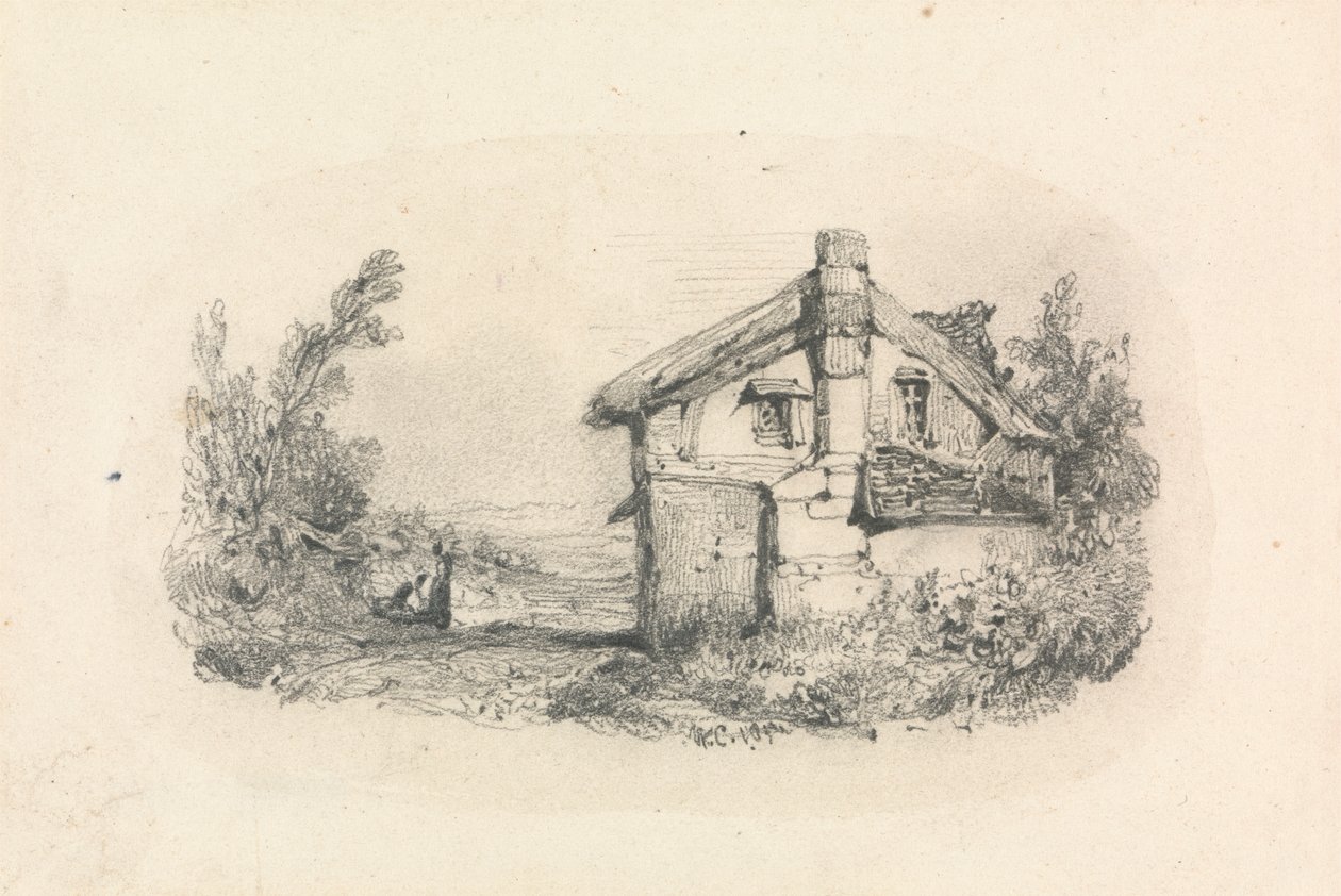 Cabaña en un paisaje de William Callow