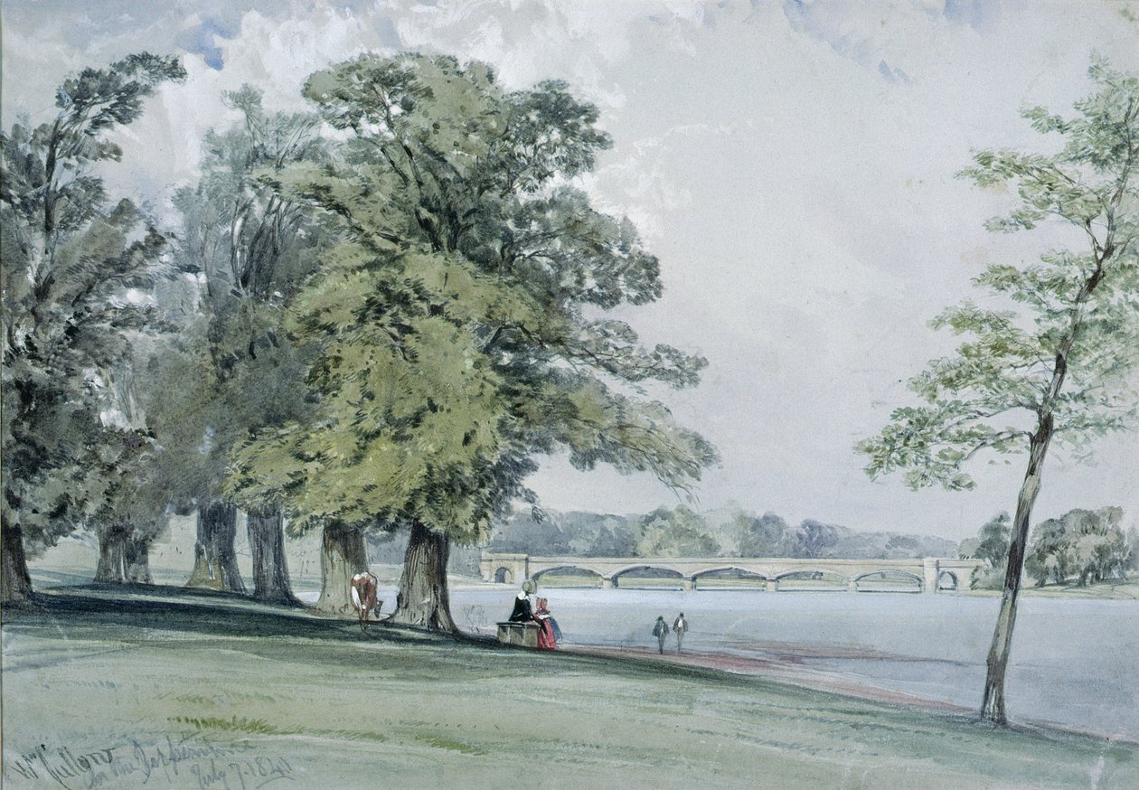 Vista en el Serpentine, Hyde Park de William Callow