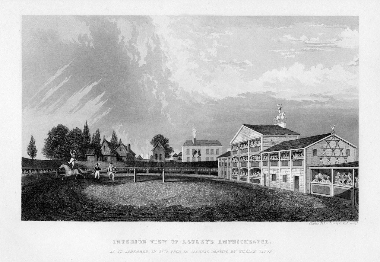Vista interior del Anfiteatro de Astley en Londres como apareció en 1777, 1840 de William Capon