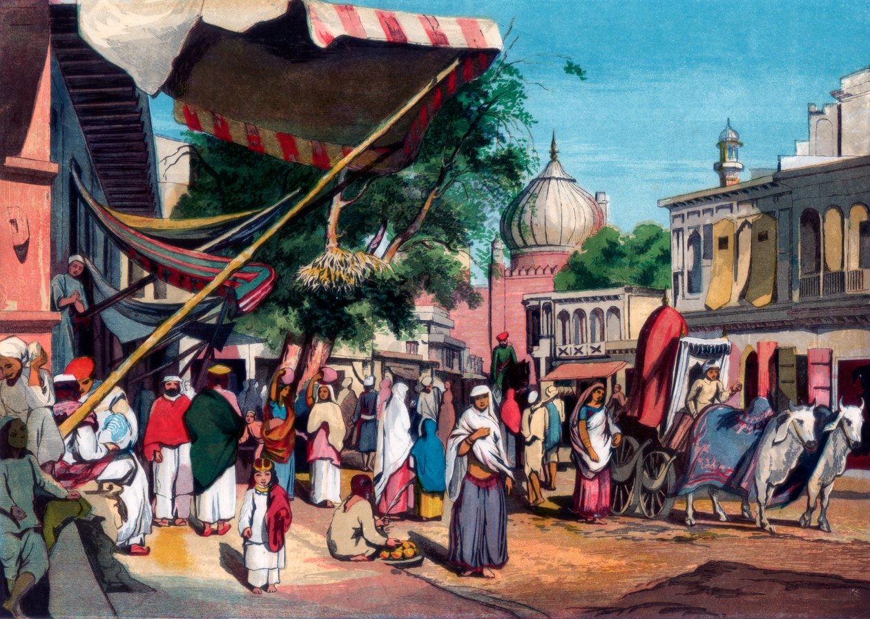 Una calle en la parte trasera de Jami Masjid, Delhi, India, 1857 de William Carpenter
