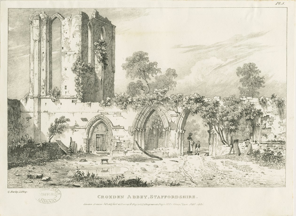 Croxden Abbey: grabado, nd [1821] (impresión) de William Carter