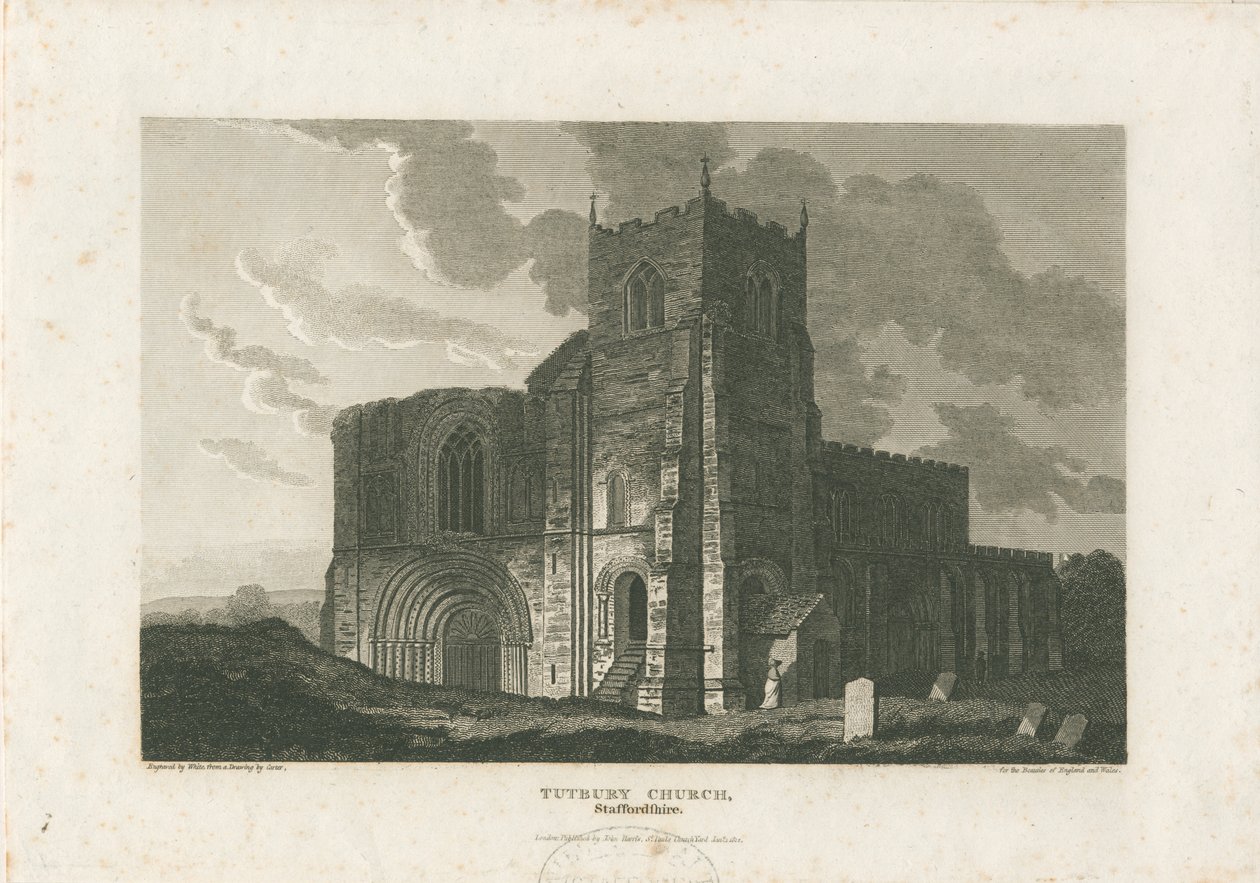 Iglesia del Priorato de Tutbury: grabado de William Carter
