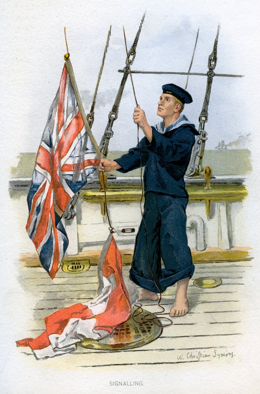 Marinero de la Royal Navy señalando, c. 1890-c. 1893 de William Christian Symons