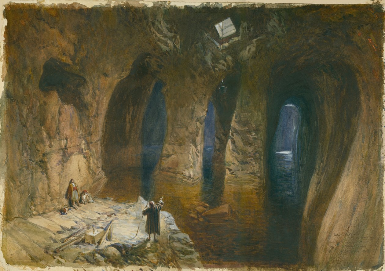 Bahr el Khabeer o el Gran Mar Cisterna excavada en la roca bajo el sitio del Templo de Salomón, 1870 de William Crimea Simpson