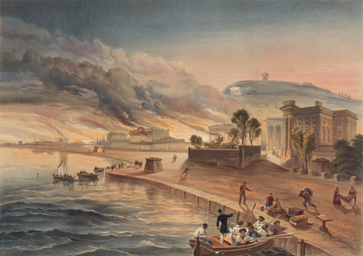 Quema de los Edificios del Gobierno en Kertch, 9 de junio de 1855 de William Crimea Simpson