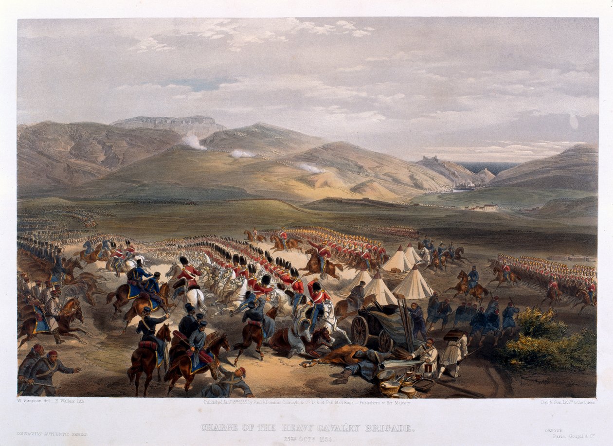 Carga de la Brigada Pesada en la Batalla de Balaclava, 1854 de William Crimea Simpson