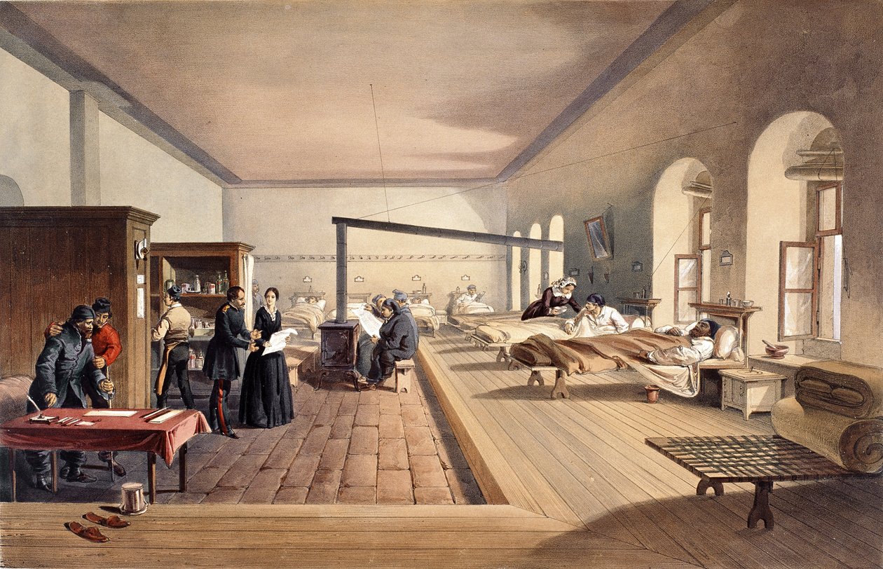 Una de las salas del hospital en Scutari, de 