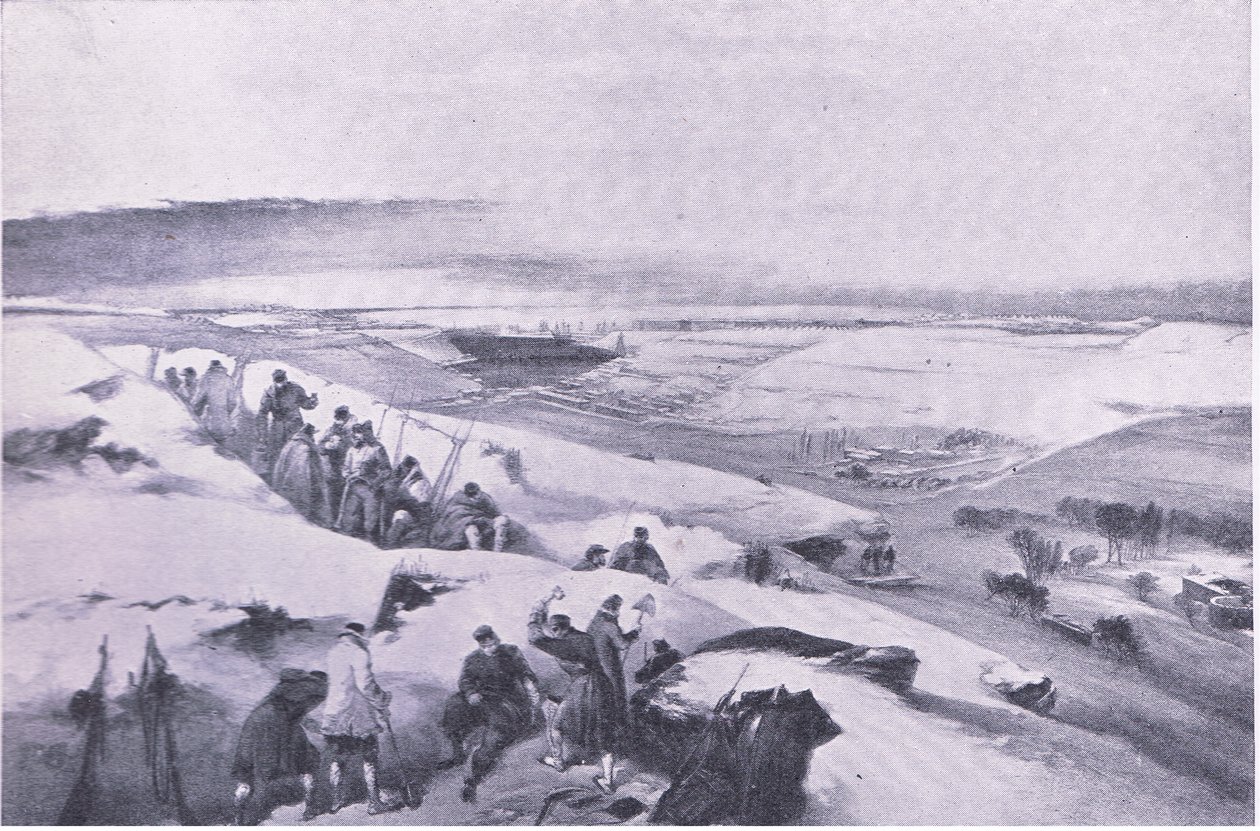 Sebastopol desde la batería en el extremo derecho del ataque francés, ilustración de British Battles on Land and Sea, 1915 de William Crimea Simpson