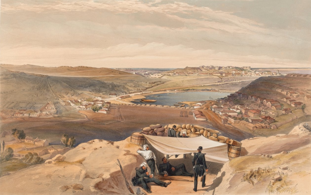¿Las baterías de la ciudad o fortificaciones interiores de Sebastopol desde el paralelo avanzado del ataque de Chapman, 23 de junio de 1855? de William Crimea Simpson