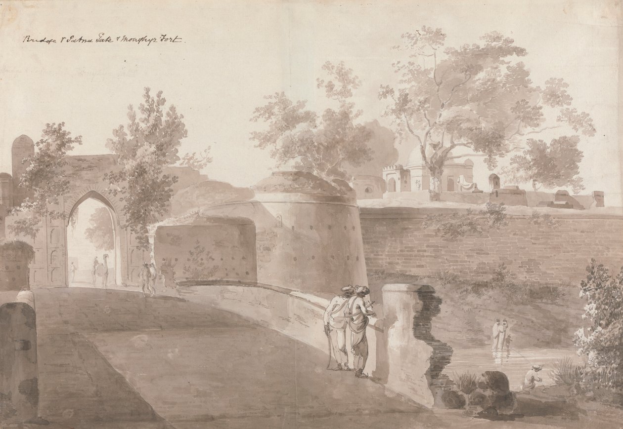 Puente y Puerta de Patna y Fuerte de Monghyr de William Daniell