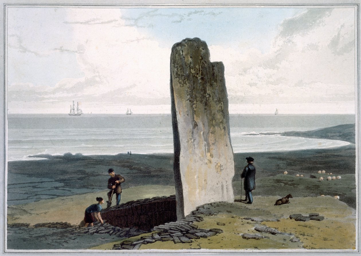 Piedra druídica en Strather cerca de Barvas, Isla de Lewis, Hébridas, Escocia, 1820 de William Daniell