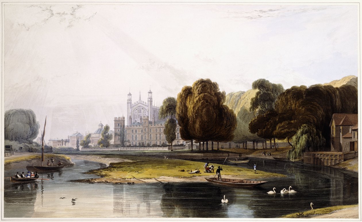 Eton College, de "Vistas selectas del castillo de Windsor y paisajes adyacentes", 1831-1835 de William Daniell