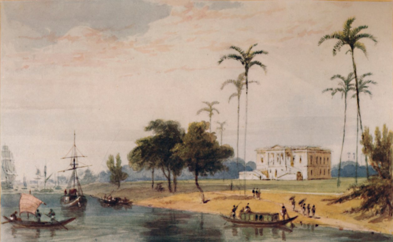 En la Casa del Jardín Reach, Calcuta, c. 1786-1791 (1935) de William Daniell
