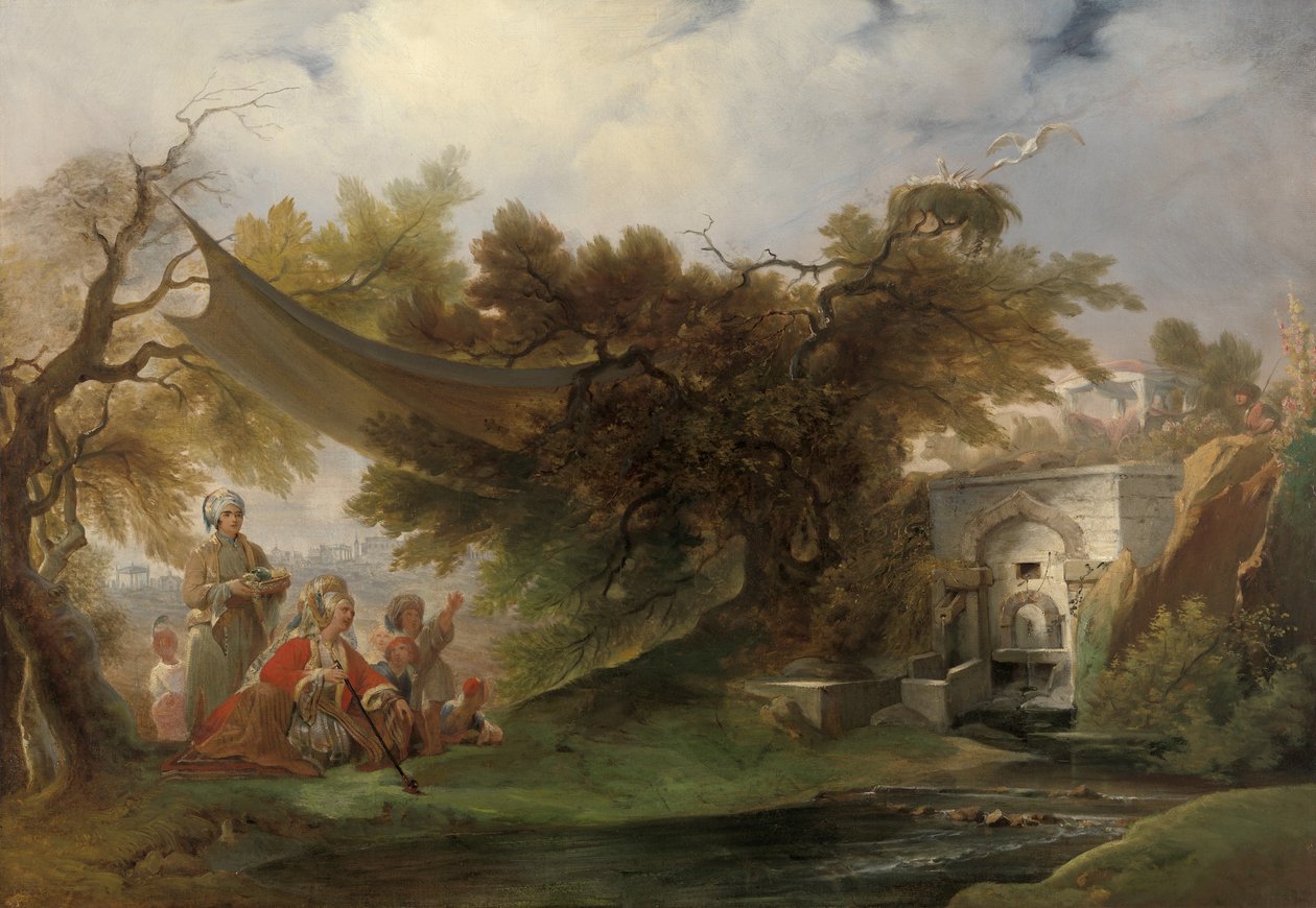 Paisaje Indio con Figuras Cerca de un Arroyo de William Daniell