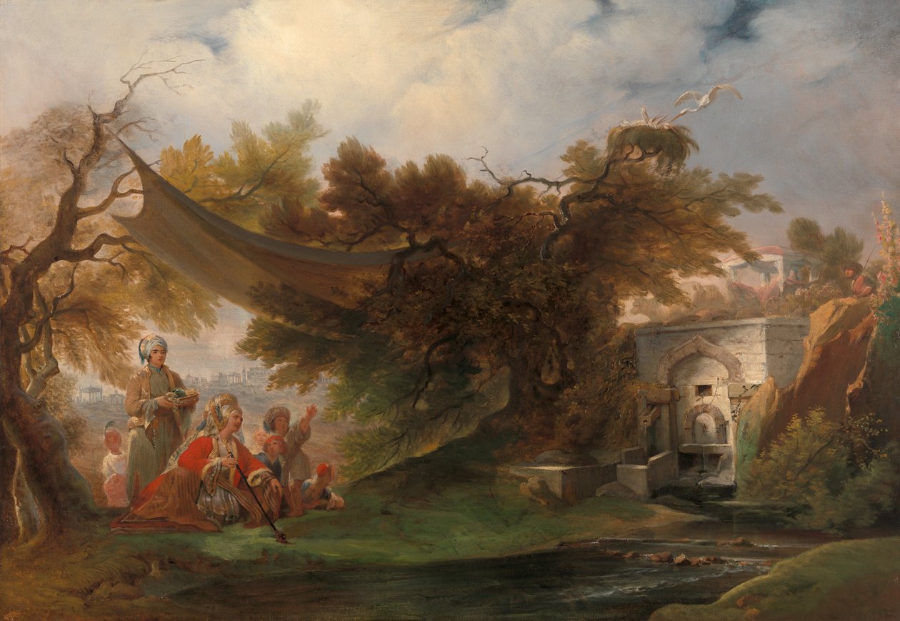 Paisaje indio con figuras cerca de un arroyo [1985, Cormack, Catálogo conciso del YCBA]. de William Daniell