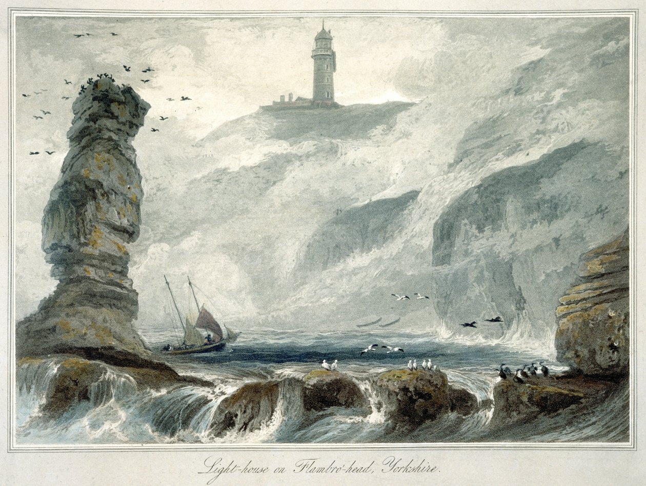 Faro en Flamborough Head, Yorkshire, 1822 de William Daniell