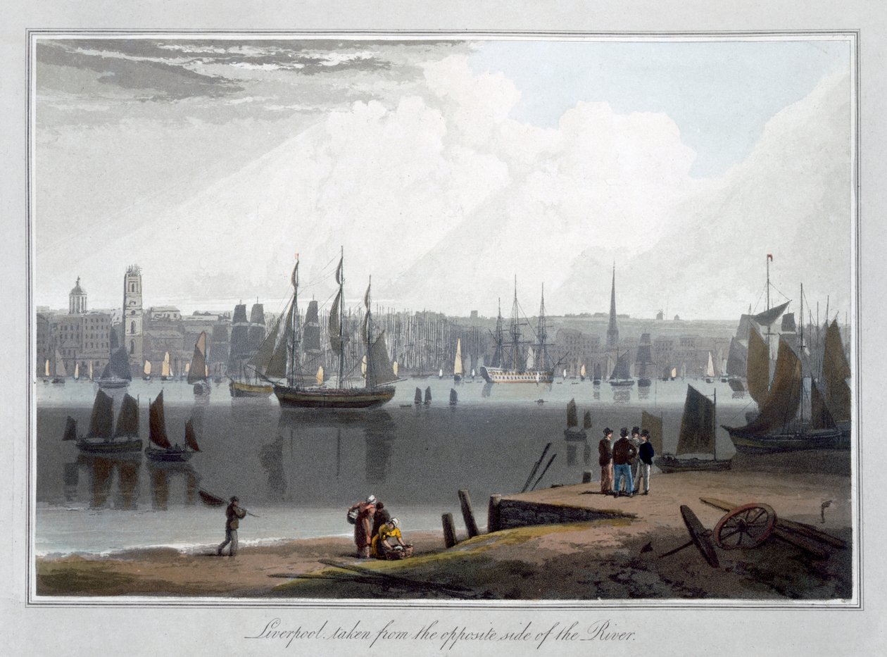 Liverpool, tomado desde el lado opuesto del río, 1815 de William Daniell