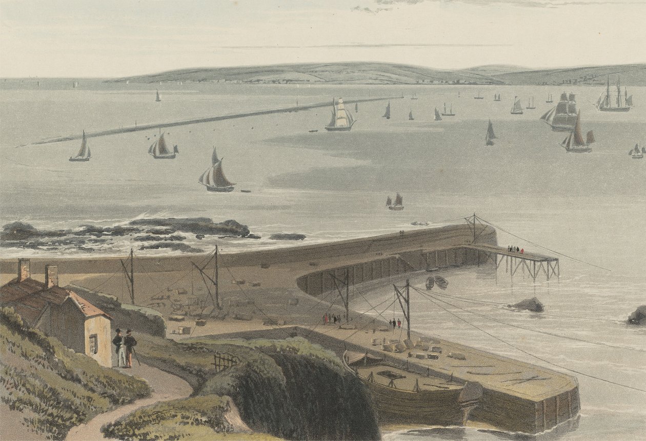 Muelle en Straddon Point, cerca de Plymouth de William Daniell