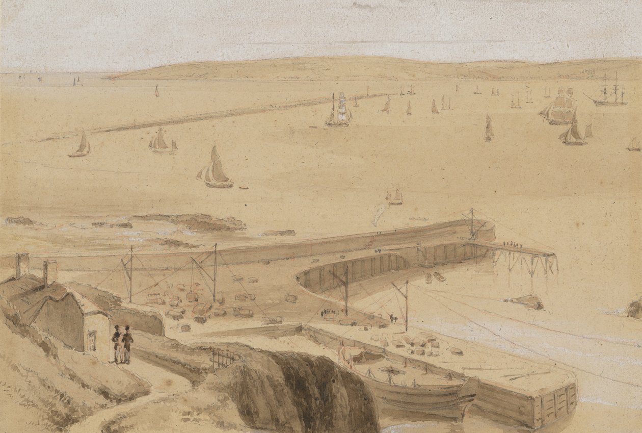 Estudio para «Muelle en Straddon Point, cerca de Plymouth» de William Daniell