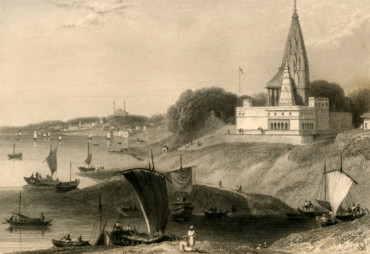 La Pagoda Bernar, Benarés, 1835 de William Daniell