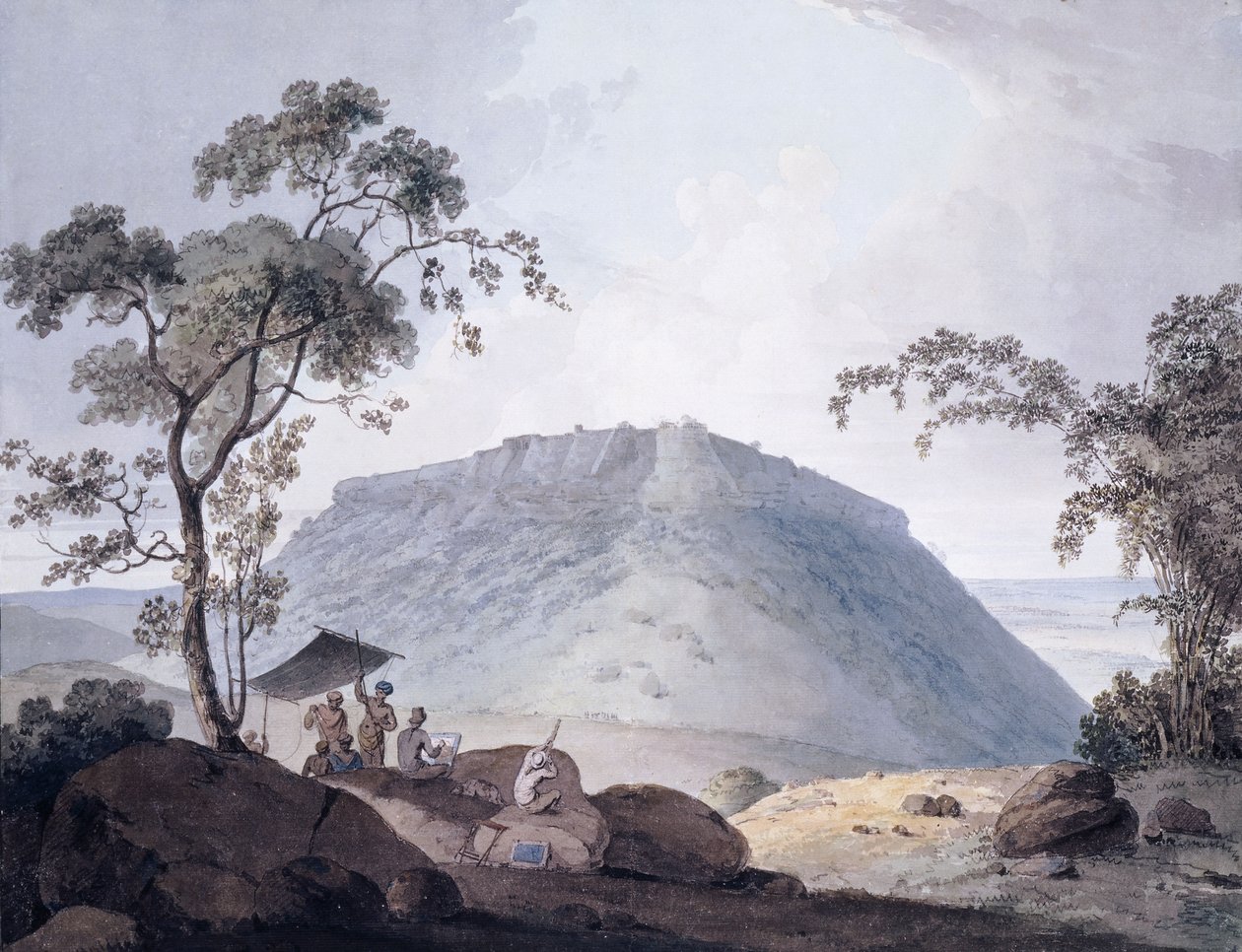 Vista sureste de Bijaigarh, Uttar Pradesh, c. 1790 de William Daniell