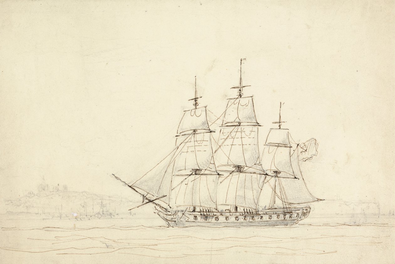 Barco de tres mástiles de William Daniell