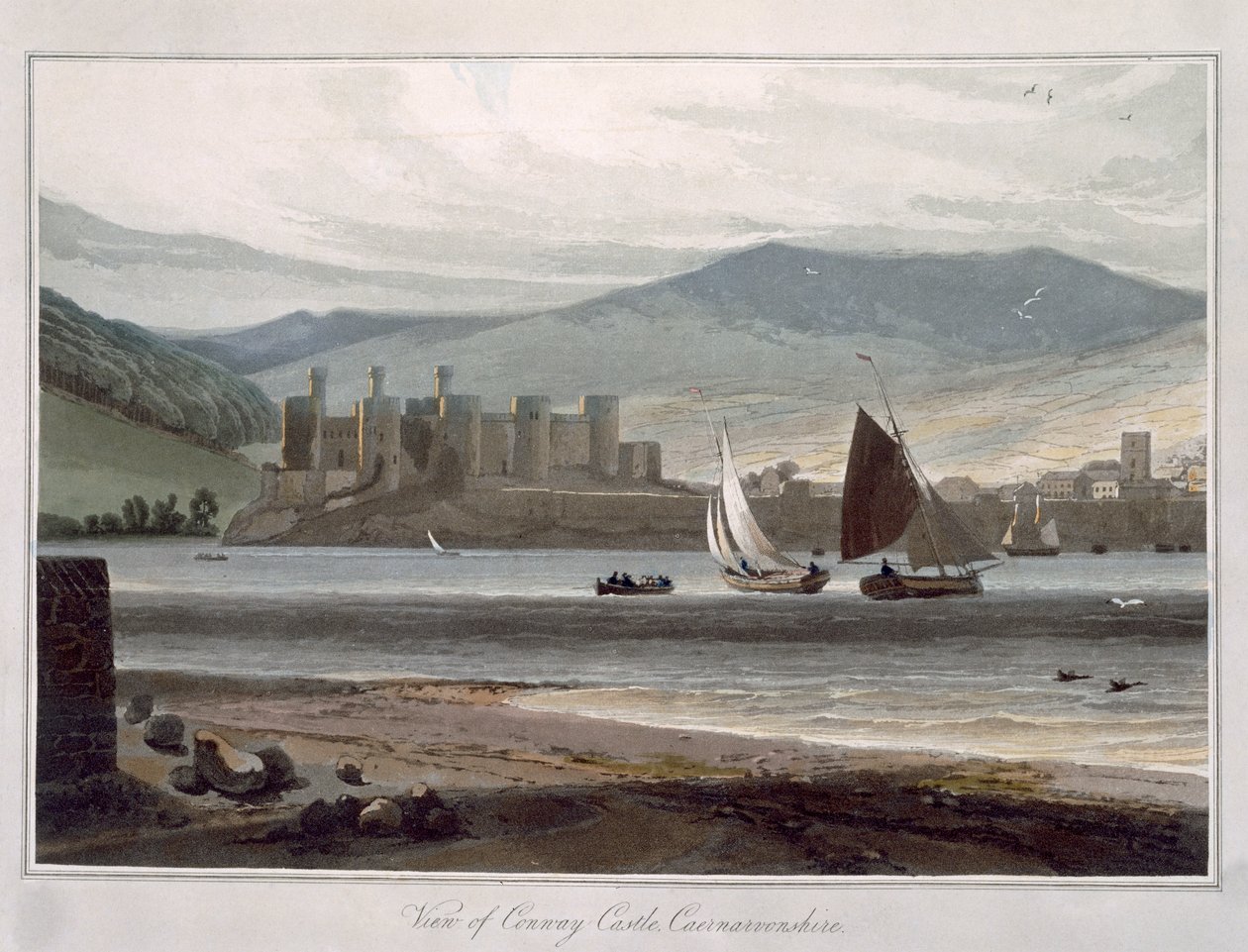Vista del Castillo de Conway, Caernarvonshire, de 