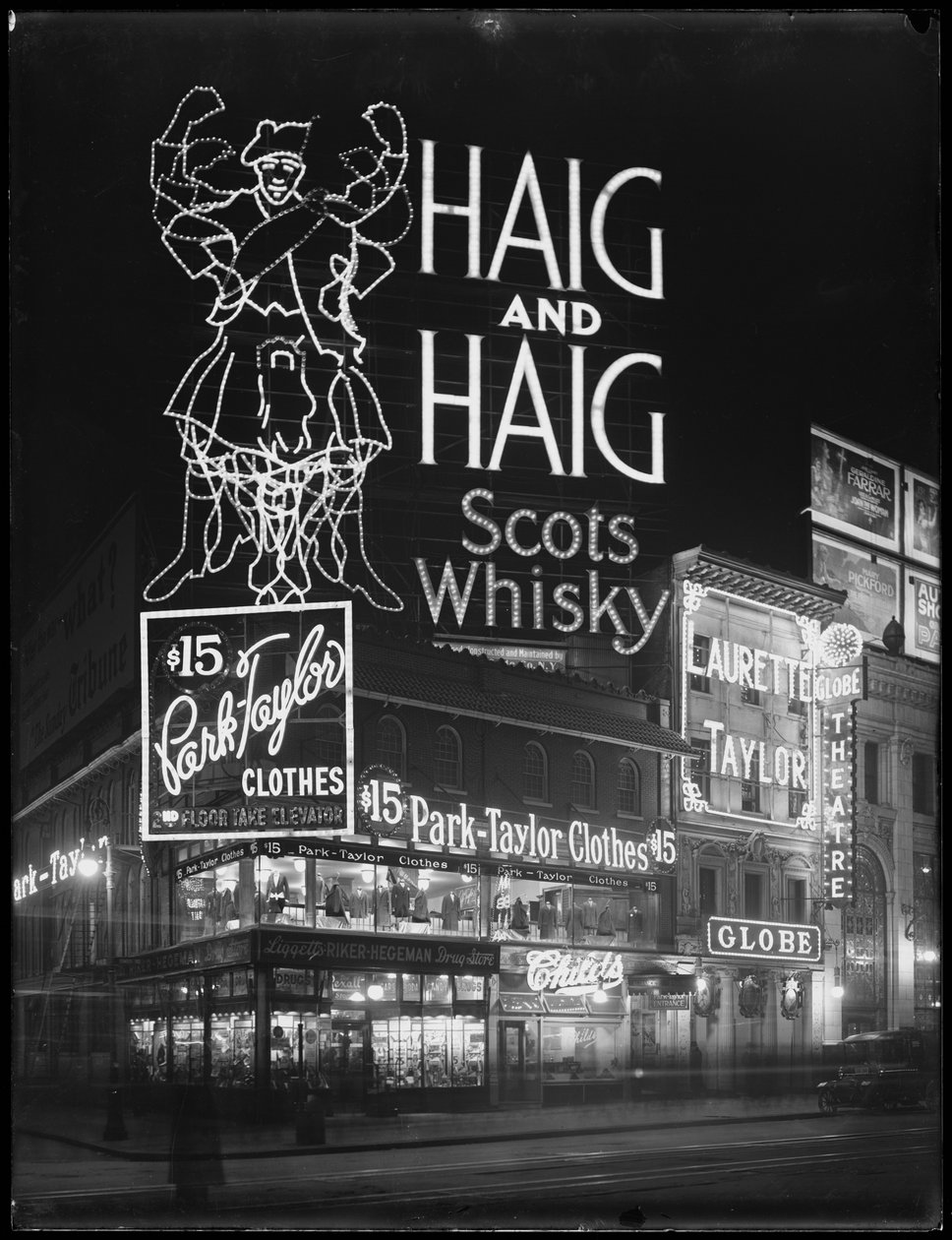 Cartel iluminado para Haig and Haig Whiskey, Nueva York, 6 de enero de 1917 de William Davis Hassler
