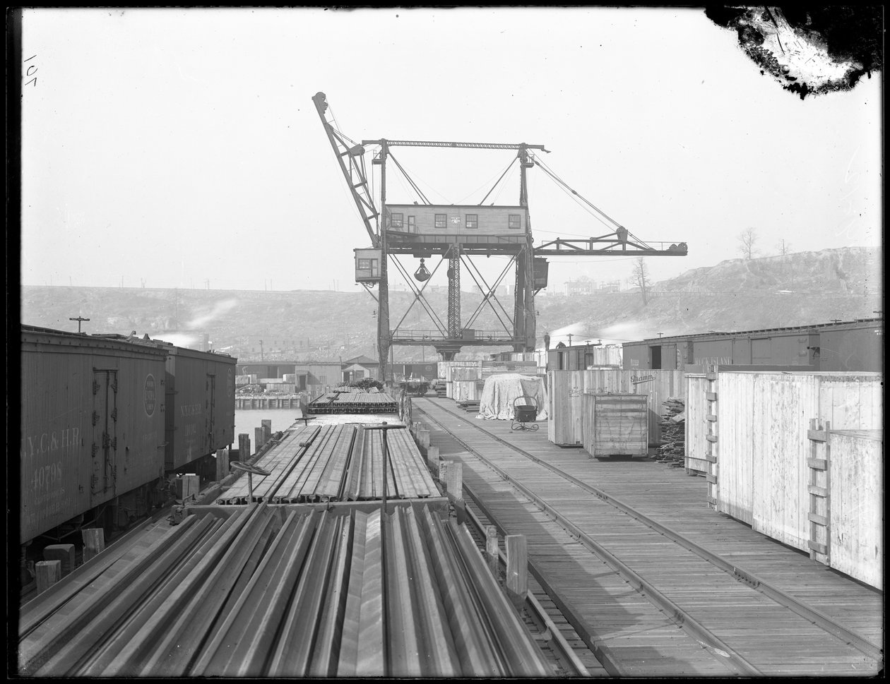 Cargador directo en el West Shore Rail Road, Weehawken, Nueva Jersey, 1912 de William Davis Hassler
