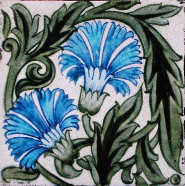 Azulejo con diseño floral (cerámica) de William de Morgan