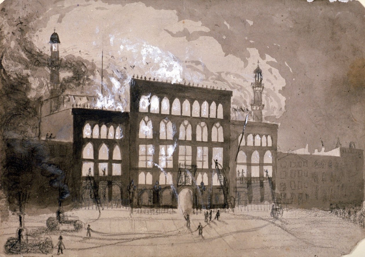 Incendio en el Teatro Alhambra, Leicester Square, Londres, 1882-1883 de William Dickes