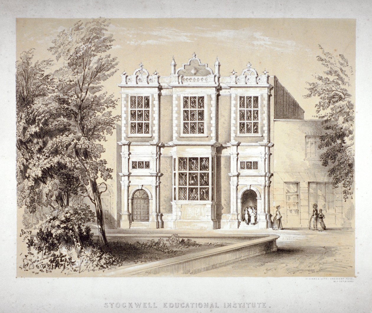 Instituto Educativo Stockwell, Stockwell, Lambeth, Londres, c. 1860 de William Dickes