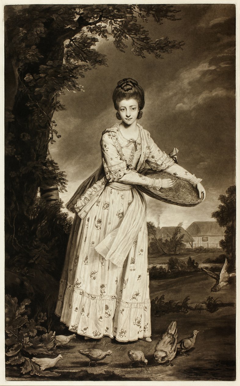 La señora Pelham alimentando a sus gallinas de William Dickinson