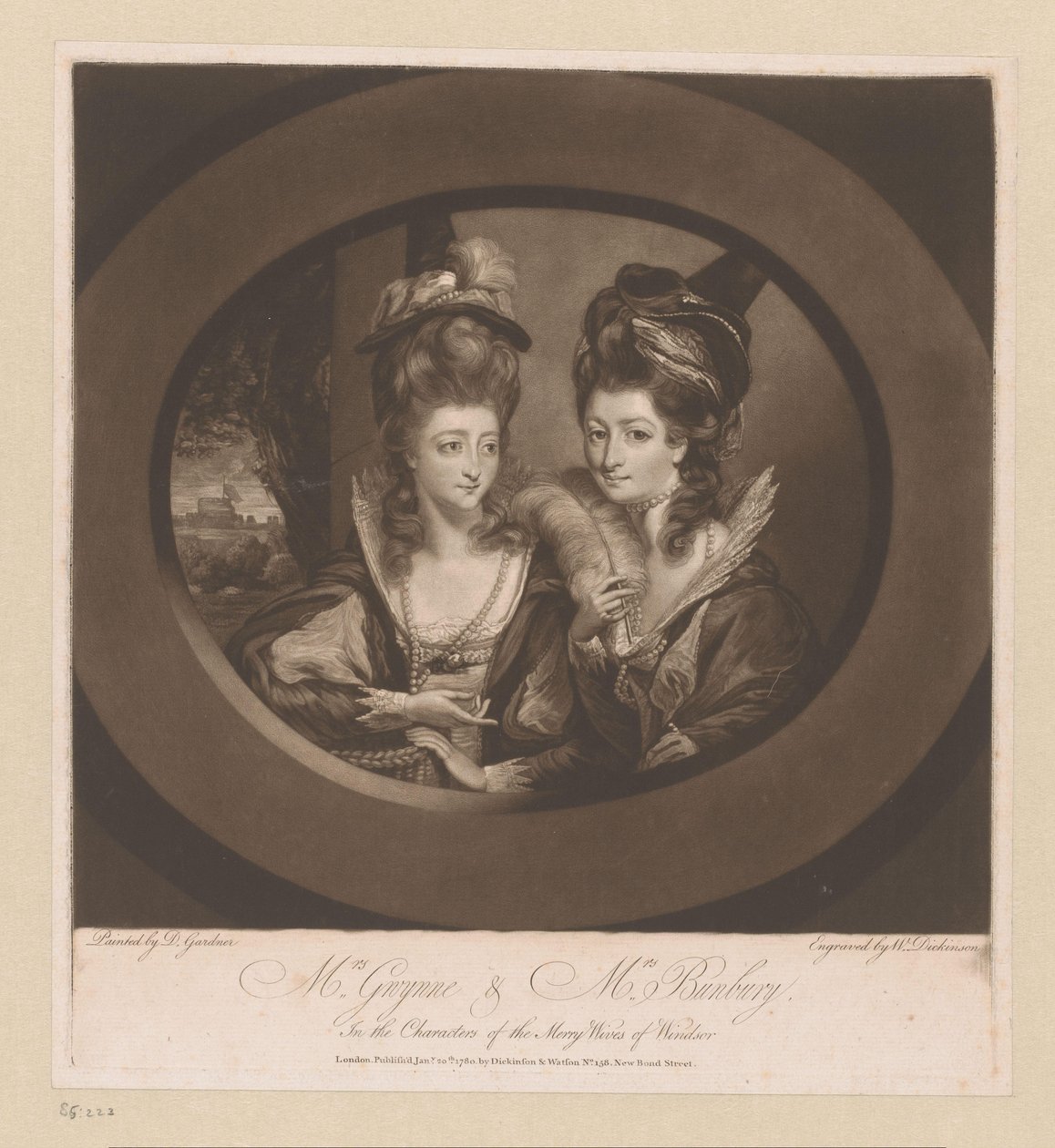 Portret de Mary Gwyn y Catherine Bunbury Sra. Gwynne y Sra. Bunbury, / en los personajes de Merry Wives of Windsor (título sobre el objeto) de William Dickinson