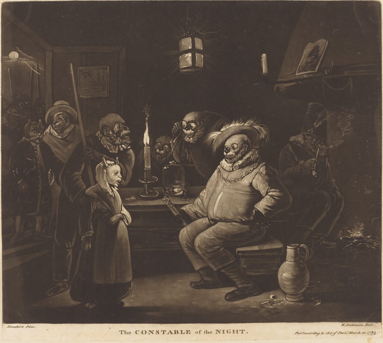 El alguacil de la noche de William Dickinson after Egbert van Heemskerck