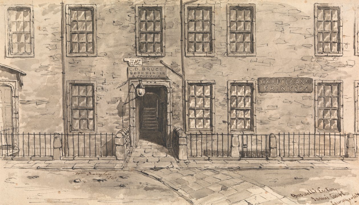 Vista de la encuadernadora y papelería H&J Pillans Printers de William Douglas