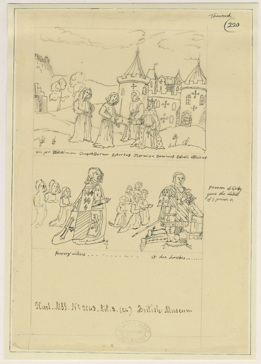 Iglesia de Tamworth - Vidrieras: trazo en tinta, nd [?siglo XVII] de William Dugdale