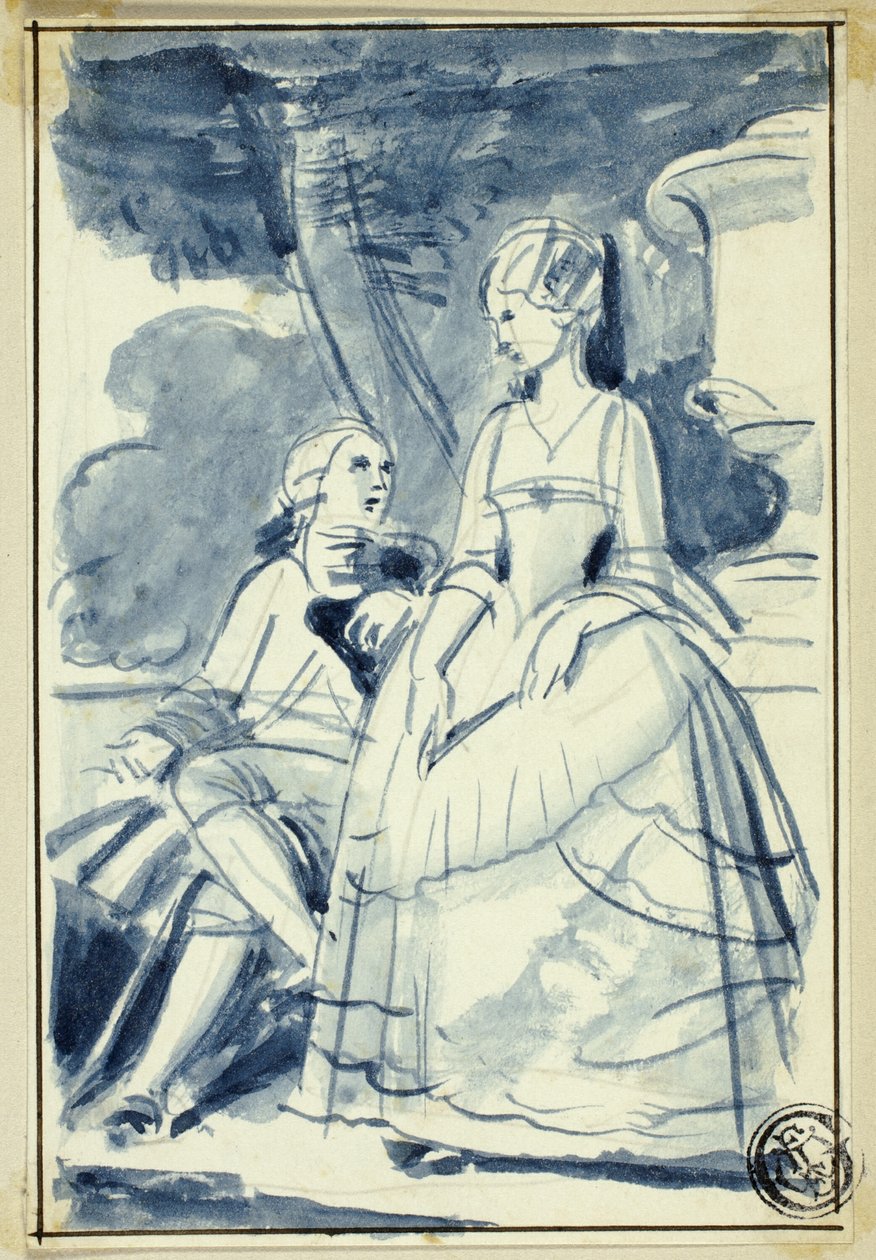 Hombre y mujer vestidos del siglo XVIII de William Edward Frost