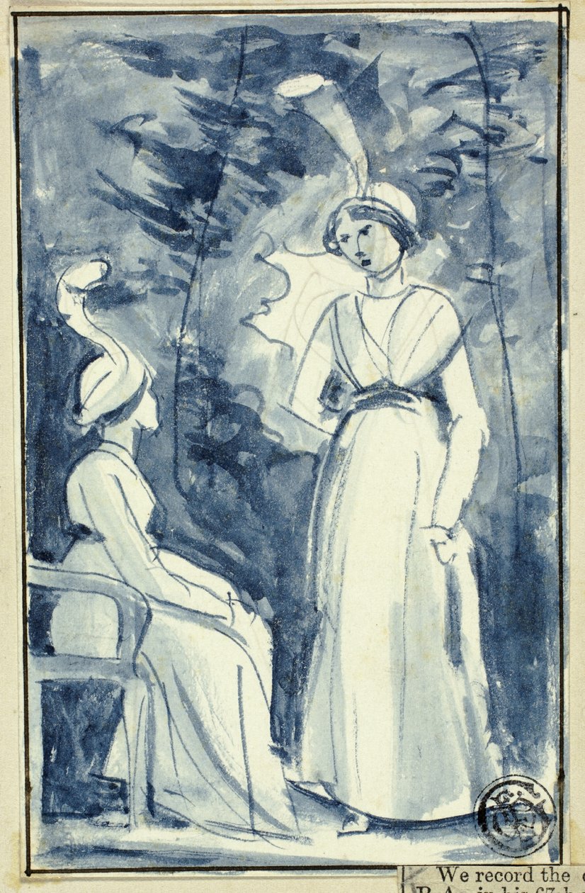 Dos mujeres con vestido de finales del siglo XVIII de William Edward Frost