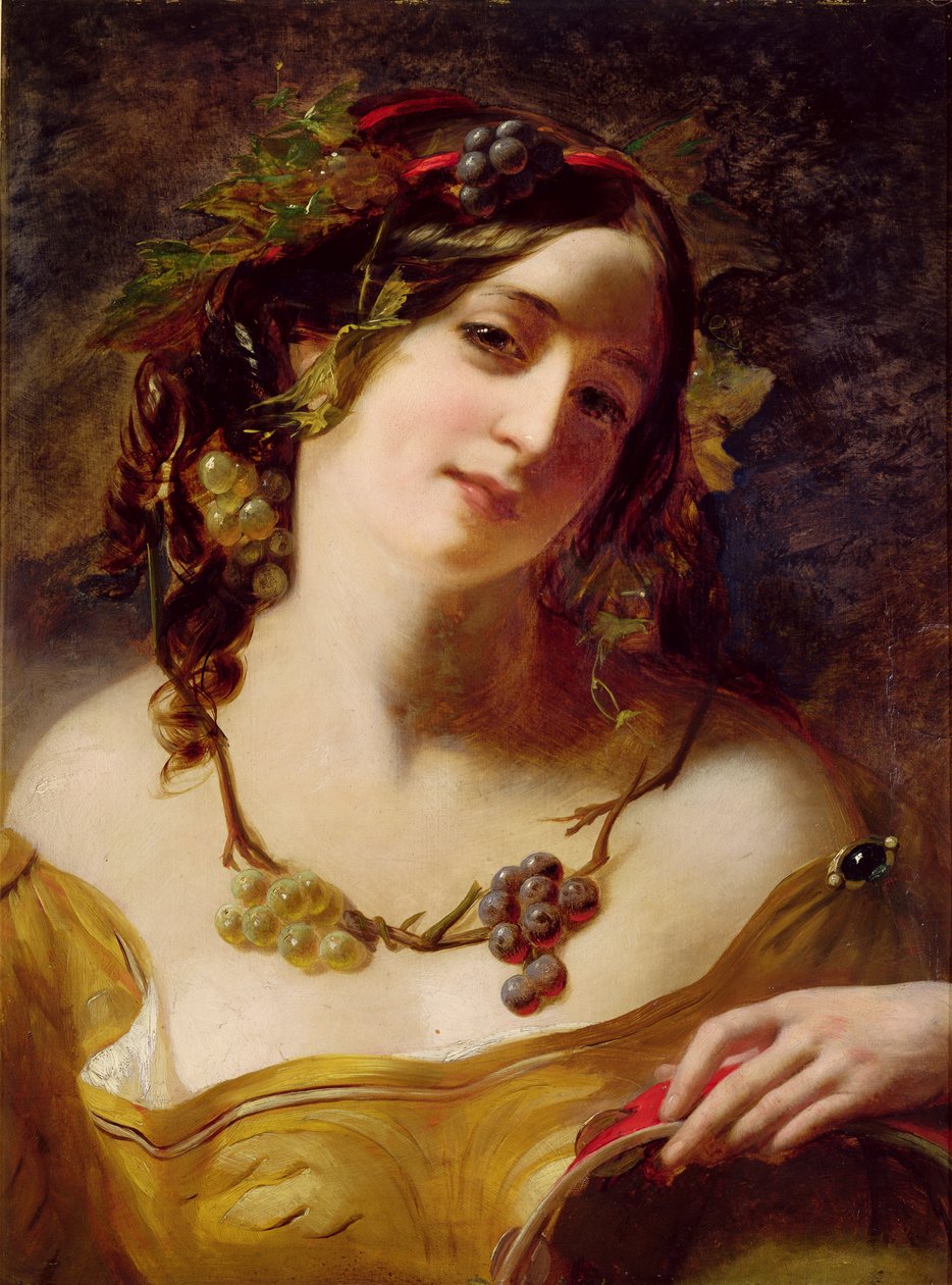 A Bacchante (óleo sobre cartón fresado) de William Etty