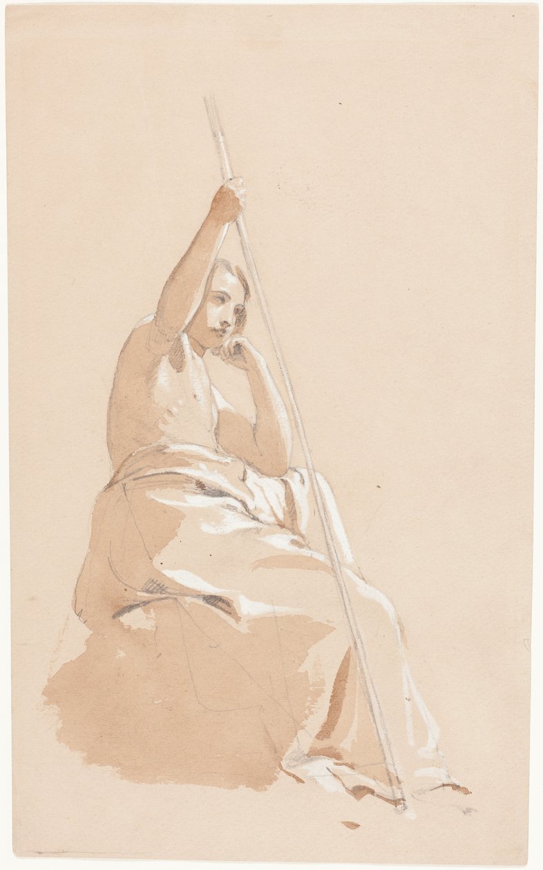 Joven sentado con un bastón de William Etty